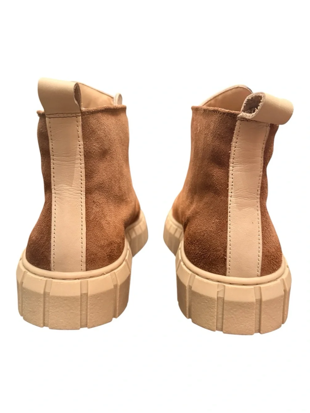 NWOT Brown Suede Zip Front Platform Ankle Boots